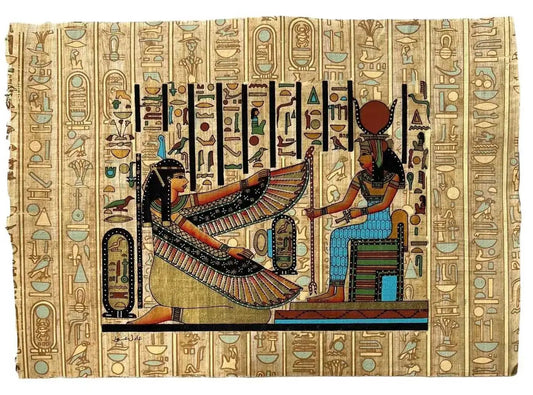 Maat - Goddess Isis - Vintage Authentic Hand Painted Papyrus With Signature - Maat isis - Ancient Egypt Decor