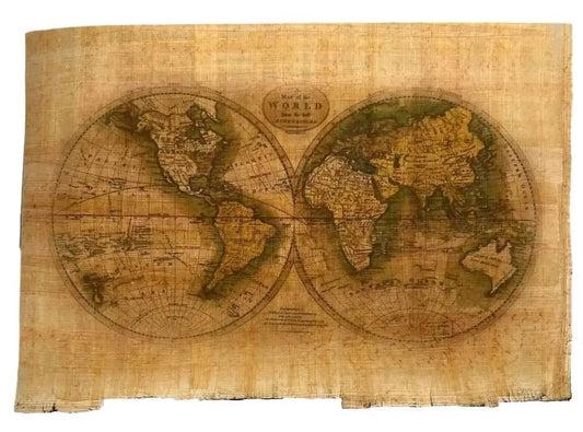 Map of The World - Vintage Printing on Egyptian Papyrus -Gift for Ancient World Map Lovers