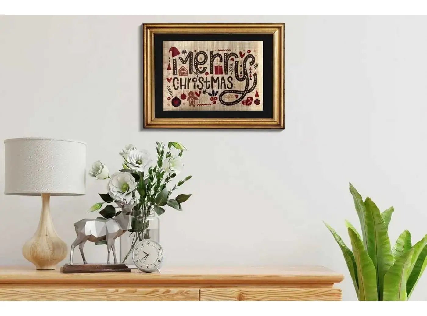 Merry Christmas on Egyptian Papyrus Paper - Merry Christmas Gift Card Printing Authentic Papyrus