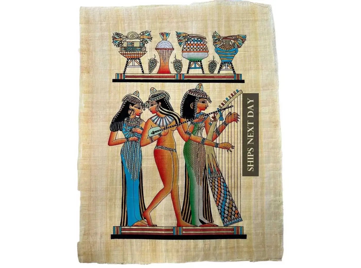 Musicians of Amun - Egypt Papyrus Painting - Authentic Papyrus Art of Ancient Egypt