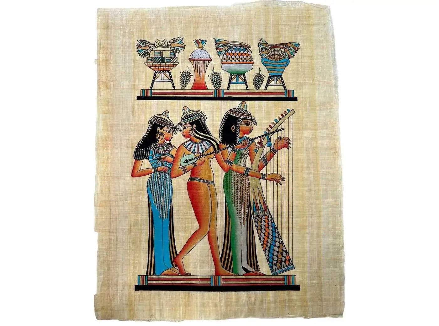 Musicians of Amun - Egypt Papyrus Painting - Authentic Papyrus Art of Ancient Egypt