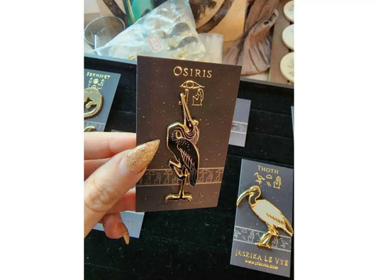 Osiris Pins for Backpacks - Bennu Bird Pins - Egyptian Pins - Lapel Pin Gift Egyptian - God of The Underworld - Black and Gold Lapel Pin