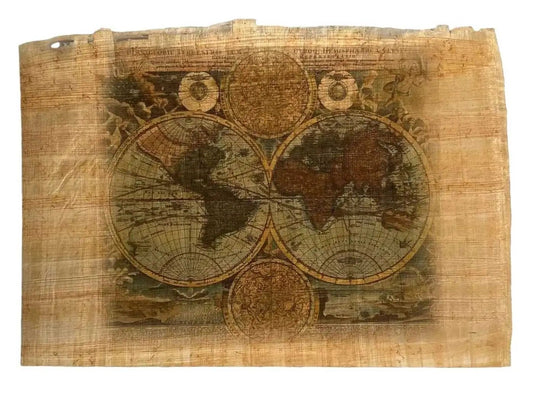 Planiglob Ii Terrestris Cum World Map - Vintage Printing on Egyptian Authentic Papyrus Paper