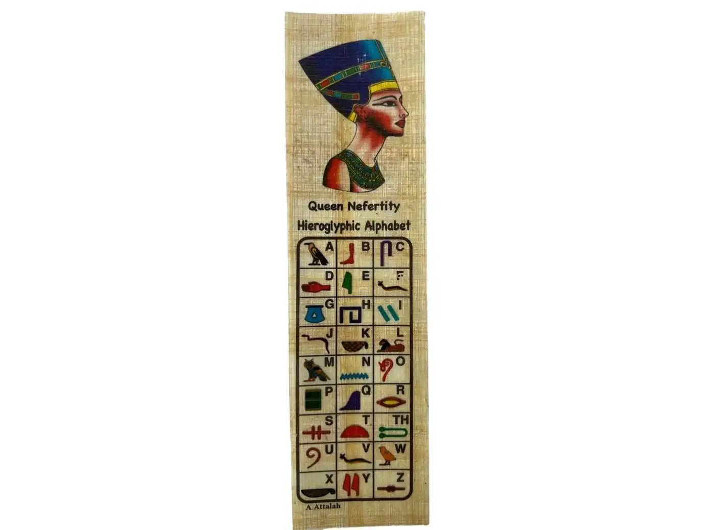 Queen Nefertity - Hieroglyphic Alphabet - Papyrus Bookmark History Education