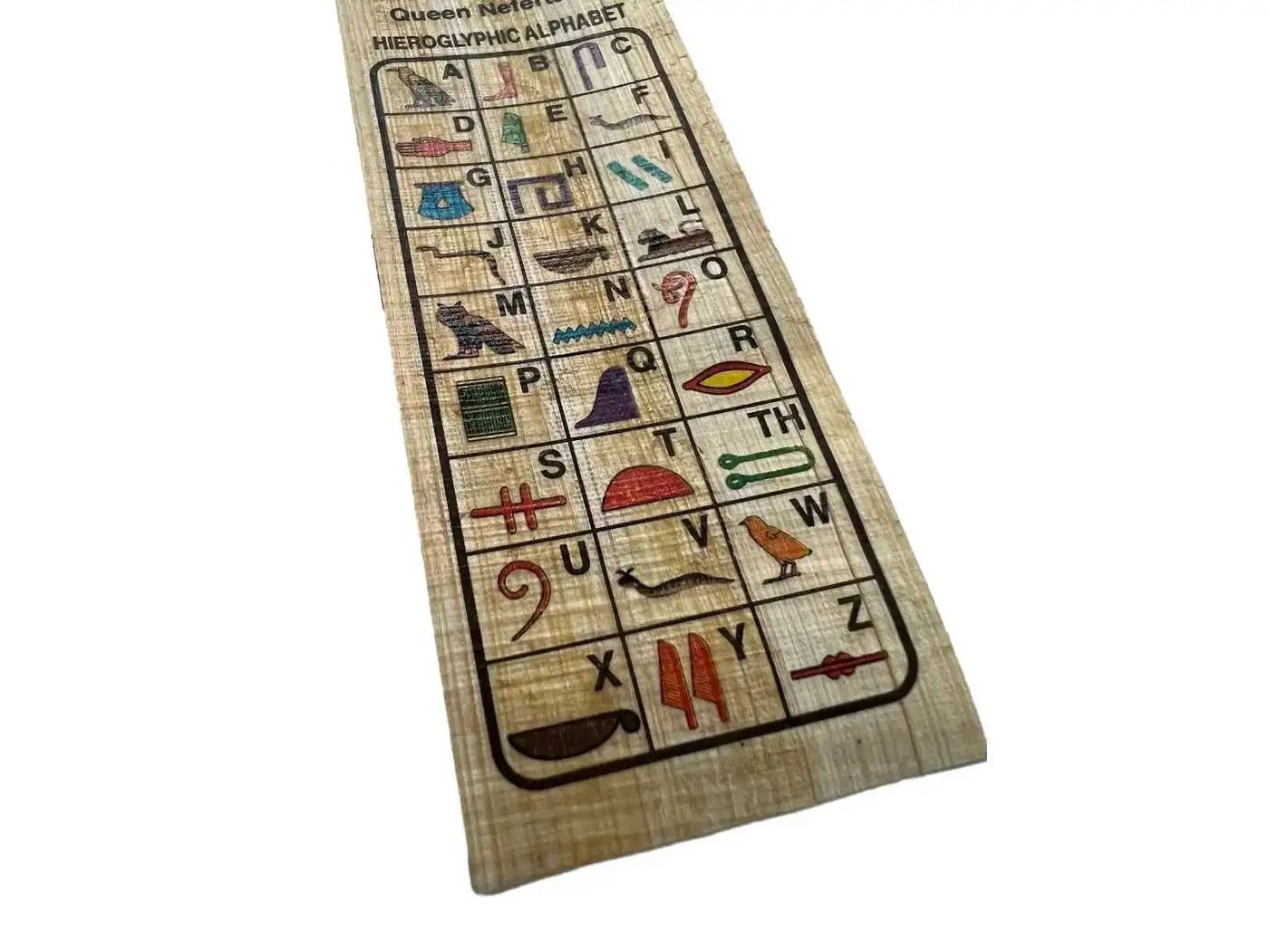 Queen Nefertity - Hieroglyphic Alphabet - Papyrus Bookmark History Education