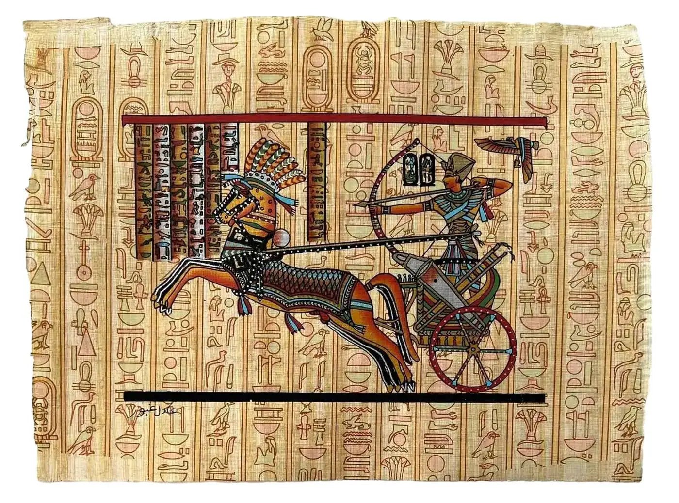 Ramses the Great - The Gold Of The Pharaohs - Battle of Kadesh - Great Gift On Chariot Hieroglyphs Papyrus