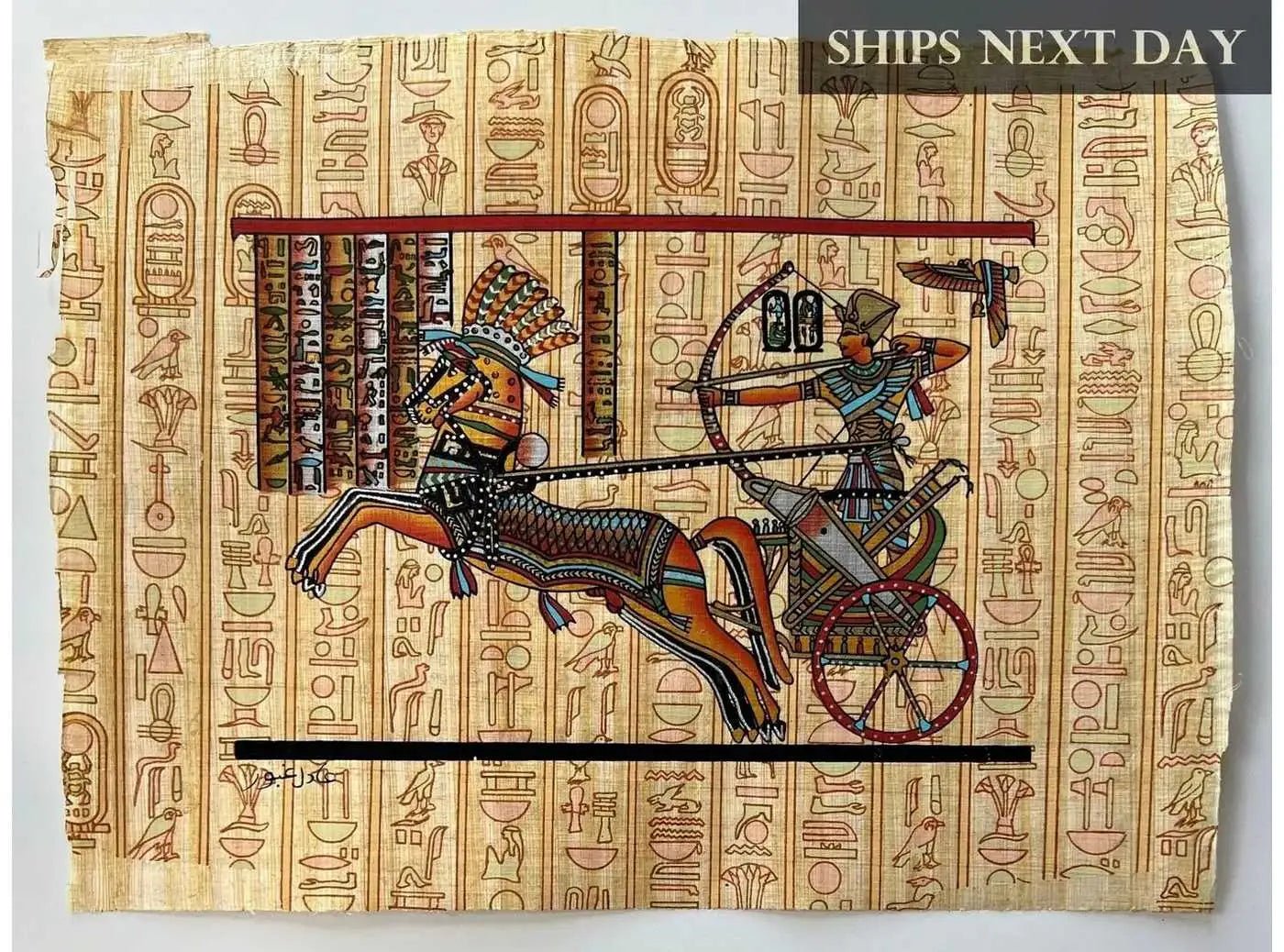 Ramses the Great - The Gold Of The Pharaohs - Battle of Kadesh - Great Gift On Chariot Hieroglyphs Papyrus