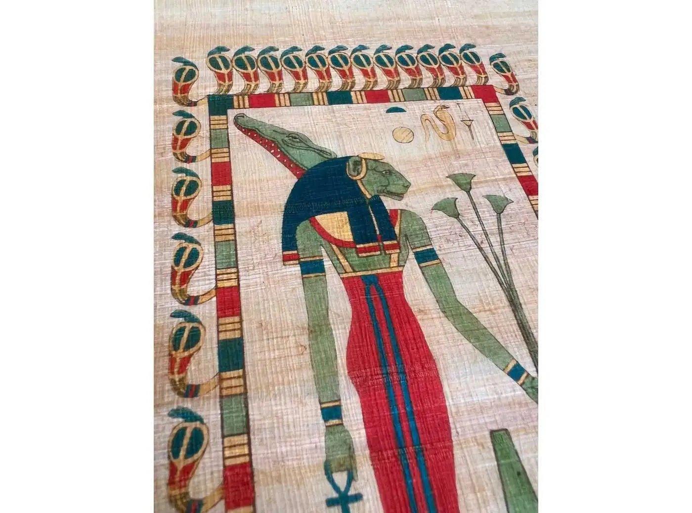 Sekhmet Illustration from Pantheon Egyptien Printing on Papyrus - Goddess Sekmet, Lioness, Crocodile, Ankh, Cobra