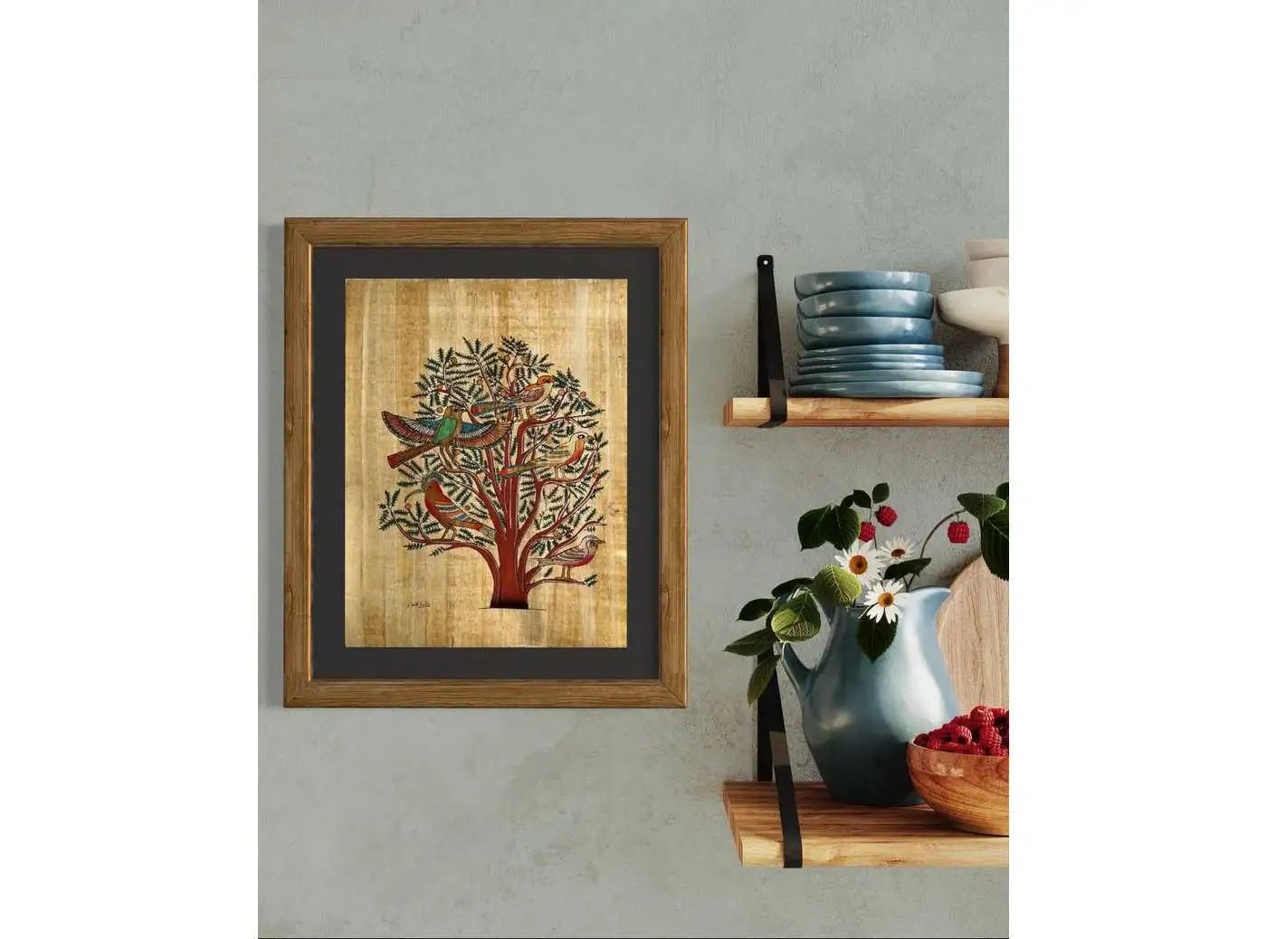 Tree of Life Ancient Egyptian Painting - Authentic Papyrus Art - Egypt Decor - Papyrus Wall Art from Adel